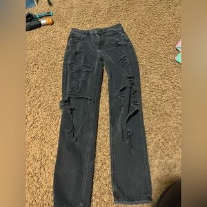 American Eagle, black ripped mom jeans, size 0-2
